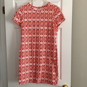 Orange patterned fitted dress